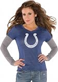 Indianapolis Colts Royal Women's Primary Logo Tri Blend Long Sleeve Layered T-Shirt- by Alyssa Milano