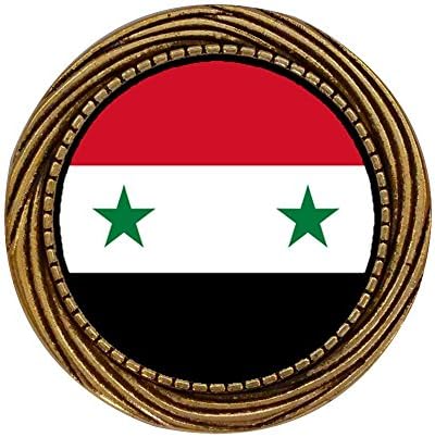 GiftJewelryShop Ancient Style Gold-plated Syrian Arab Republic flag Winding Pattern Pins Brooch