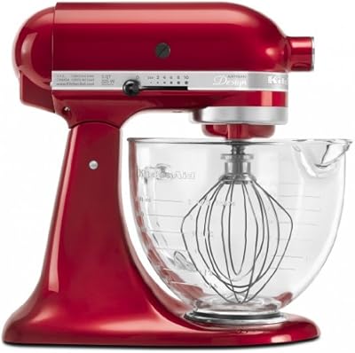 Kitchenaid Premium Metallic Mixer 5qt Glass Bowl Tilt-head Stand Ksm155gbca Red