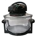 Andrew James 12 LTR Black Premium Halogen Oven Cooker + FREE Easily Replaceable Spare Bulb + 2 YEAR WARRANTY + FREE 128 page Recipe Book - Complete with Extender Ring (Up to 17 Litres) Lid Holder, Baking Tray, Steamer Tray, Skewers, Low and High Racks