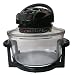 Andrew James 12 LTR Black Premium Halogen Oven Cooker + FREE Easily Replaceable Spare Bulb + 2 YEAR WARRANTY + FREE 128 page Recipe Book - Complete with Extender Ring (Up to 17 Litres) Lid Holder, Baking Tray, Steamer Tray, Skewers, Low and High Racks