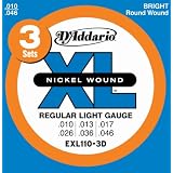guitar strings D Addario EXL110 3D Nickel Wound Electric Guitar Strings Regular Light 10 46 3 Sets Electronics guitar strings