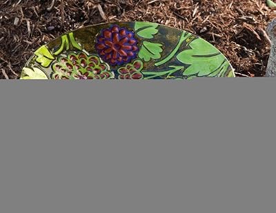 Autumn Posey Glass Birdbath