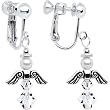 Handmade April Birthstone Angel Silver Plated Clip On Earrings MADE WITH SWAROVSKI ELEMENTS