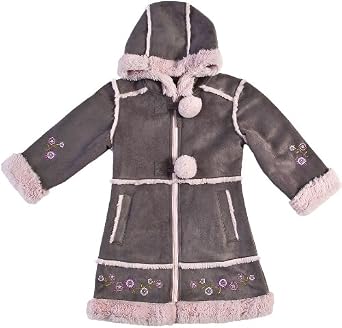Rothschild Girls Grey Plush Faux Shearling Coat