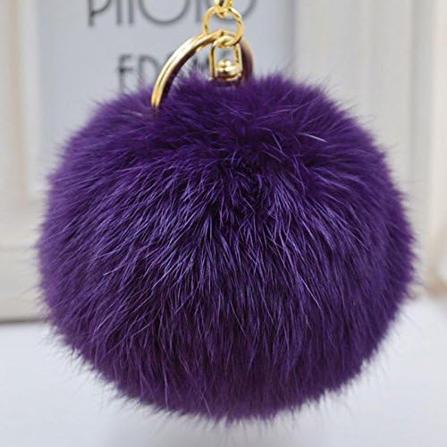 STRONGCLOUD 1pc New Style Rabbit Fur Ball Keychain Multifunctional Useful Durable Functional Violet Color