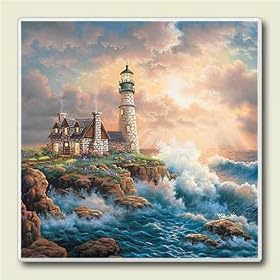 Click here to buy AbsorbaStone Coaster set~ Lighthouse on the Rocks ~4 Tile Drink Coasters ~ code 314C by Artworks Home Accents.