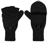 Capelli New York Solid Acrylic Flip Top Mitten With Button Jet Black