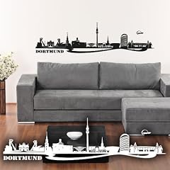 Wandkings Wandtattoo "Skyline Dortmund (mit Sehensw�rdigkeiten und Wahrzeichen der Stadt)" 80 x 21 cm schwarz - erh�ltlich in 33 Farben