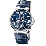 Ulysse Nardin Maxi Marine Chronometer Blue Leather Mens Watch 263-67 43