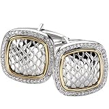 Sterling Silver and 14K Yellow Gold Diamond Cufflinks