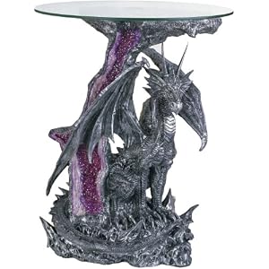 Dragon Collection End Table With Sword Collectible Furniture Décor