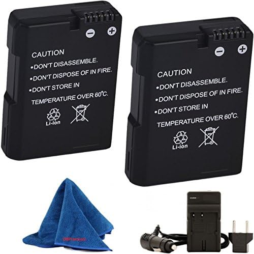 2-PACK Nikon 27126 EN-EL 14A Rechargeable Li-Ion Battery (Grey) (BULK PACKAGING) + Microfiber Cloth + Charger for Nikon Coolpix