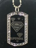 SUPERMAN CZ Dog Tag Pendant Necklace