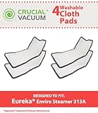 4 Eureka Enviro Floor Steamer Washable & Reusable Pads, Fit Eureka Enviro Floor Steamer 310A, 311A, 313A, Compare To Eureka Enviro Hard Floor Steam Cleaner Part # 60978, 60980, 60980A, Designed & Engineered By Crucial Vacuum
