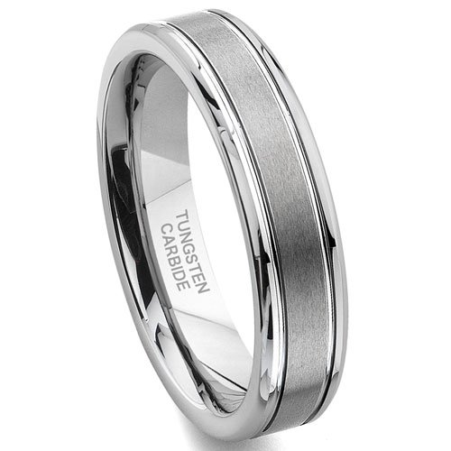 Tungsten Carbide 6MM Grooved Wedding Band Ring