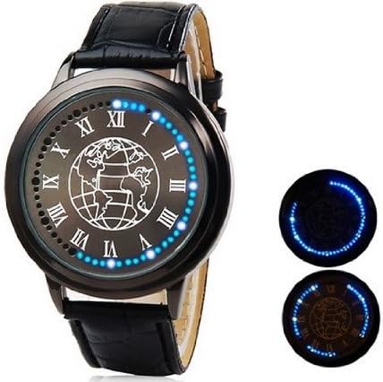 New Arrival ~ LED Touch-Screen Business men Watch with Faux Leather Strap, Earth Design