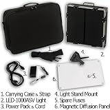 Fotodiox Pro LED 1000ASV with Barndoor, Still/Video LED Light Kit, with Dimmable and Color Temp. Change Switches, 12V AC Power Adapter. Light Stand bracket and Carrying Case, Variable Color Temperature 2300K - 5600K, CRI > 80