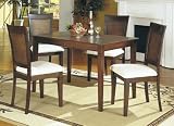 5pc Asian Contemporary Style Dark Brown Dining Table & Chair Set