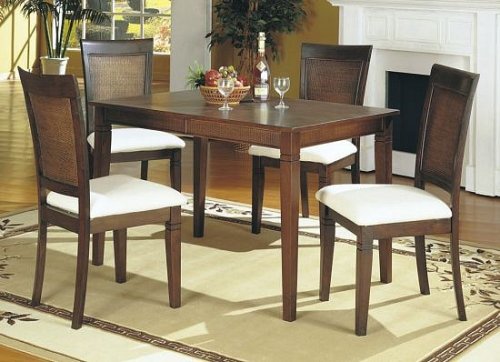 5pc Asian Contemporary Style Dark Brown Dining Table & Chair Set