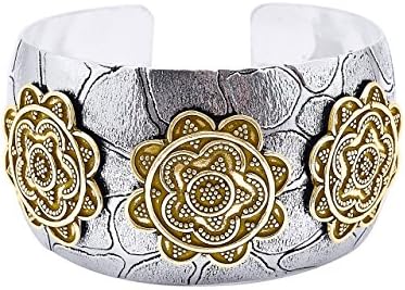 Jewels Of Jaipur Women's Openable Oxidized Silver Plated Floral Design Yellow...
