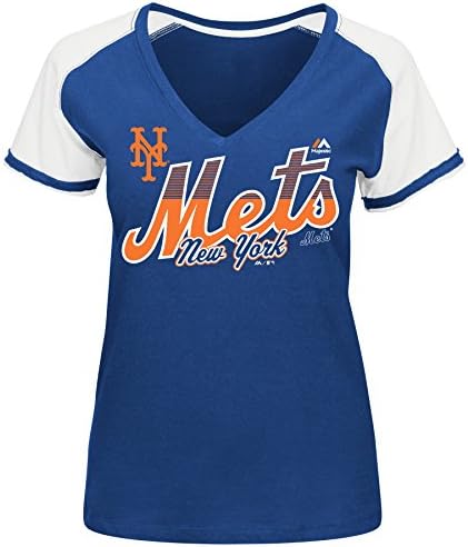 MLB Women's Winners Circle Short Sleeve V-Neck T-Shirt (XXLarge, New York Mets)