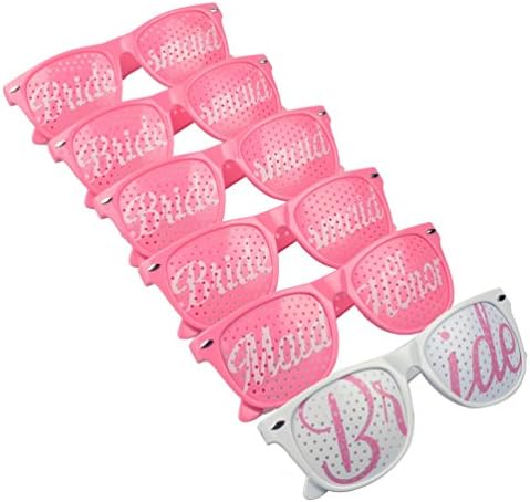 Bridal Bachelorette Party Favors 6set Wedding Sunglasses Kit (White & Pink)