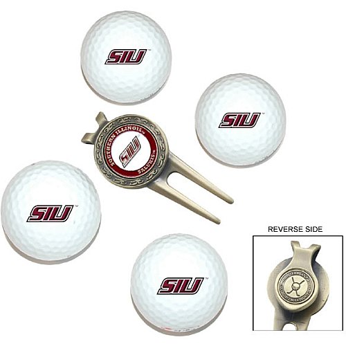 Southern Illinois Saluki Pack Of 4 Golf Balls And Divet Tool Gift Set From Team Golf