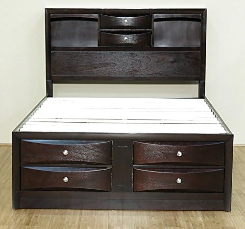 Solid Wood Espresso Queen Bed w/ Storage Drawers AS IS