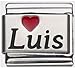 Luis Red Heart Laser Name Italian Charm Link title=