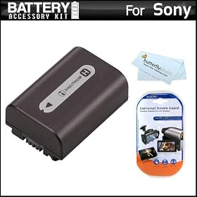 Battery Kit For Sony Cyber-Shot DSC-HX100V, DSC-HX200V Digital Camera Includes Extended (1000mAh) Replacement NP-FH50 Battery + LCD Screen Protectors + MicroFiber Cleaning Cloth .