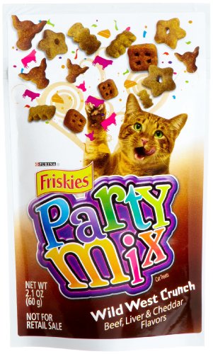 Friskies Party Mix, Wild West Crunch Cat Treats, 2.1-Ounce Packages (Pack of 10)