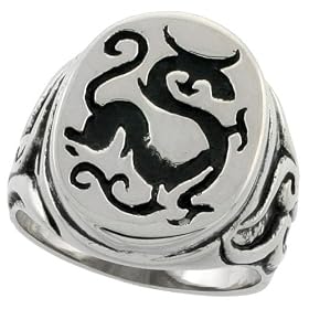 Surgical Steel 7/8" ( 23 mm ) Dragon Ring by 