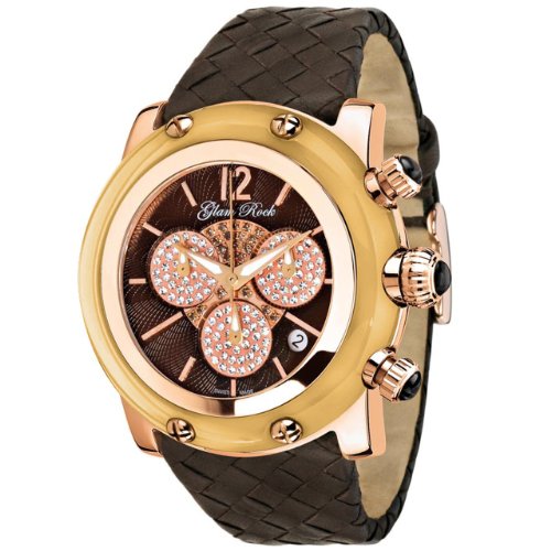 Glam Rock Women's GR10182 Miami Collection Diamond Accented Chronograph Brown Leather Watch