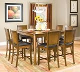 9pc Counter Height Dining Table & Stools Set Walnut Finish