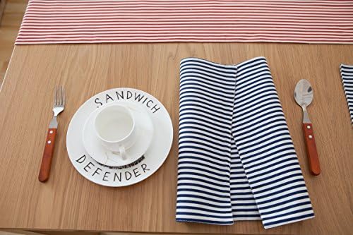 Colorize Life Blue Stripe Design Cotton Table Placemats double-layered Washable Dining Table Mats - Set of 4 - 12" x 18"