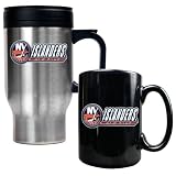 New York Islanders NHL Stainless Steel Travel Mug and Black Ceramic Mug Set