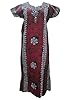 Carmine Red Batik Print Long Kaftan Dress Cotton Caftan L / M