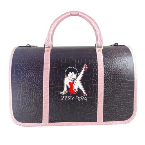 Betty Boop Nice Legs Deluxe Cat Dog Pet Carrier - Brown Crocodile Pattern