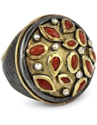 Stella Flame "Nadira" Coral and Diamond Ring, Size 7