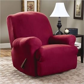 Sure Fit 0472933512 Stretch Suede Burgandy Recliner Slipcover