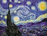 Starry Night by Vincent van Gogh. Art Print On Canvas.. 32 inches width by 24 inches height. Art Print On Canvas.