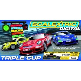 Scalextric C1223 1:32 Scale Triple Cup Digital Race Set with Pit Stop Lane Game