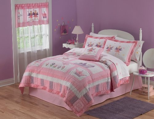 Fairy Princess Garden Twin Quilt, Sham & Sheet Set (5 Piece Bedding)