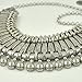 Bessky Bohemian Silver Necklace Retro National Wind Carved Statement Bib Choker