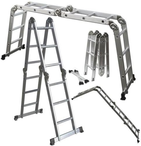 Scaffold Ladder Heavy Duty Giant Aluminum 12.5 ft Multi Purpose Fold Step Extend