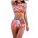 PGXT Women's Summer High Waisted Spandex Flower Print Bikini Swimwear Swimsuit