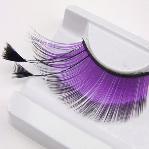New Styles Handmade Long Fancy Party False Feather Eyelashes Makeup Eye Lash (Purple-Black 8)