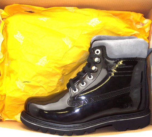Size 6 Caterpillar Women's Bruiser Ladies Bruiser Shiny Black Patent Leather Bovver Ankle Boots
