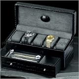 Watch with Pen with Jewelry Case, Black Croco Leather